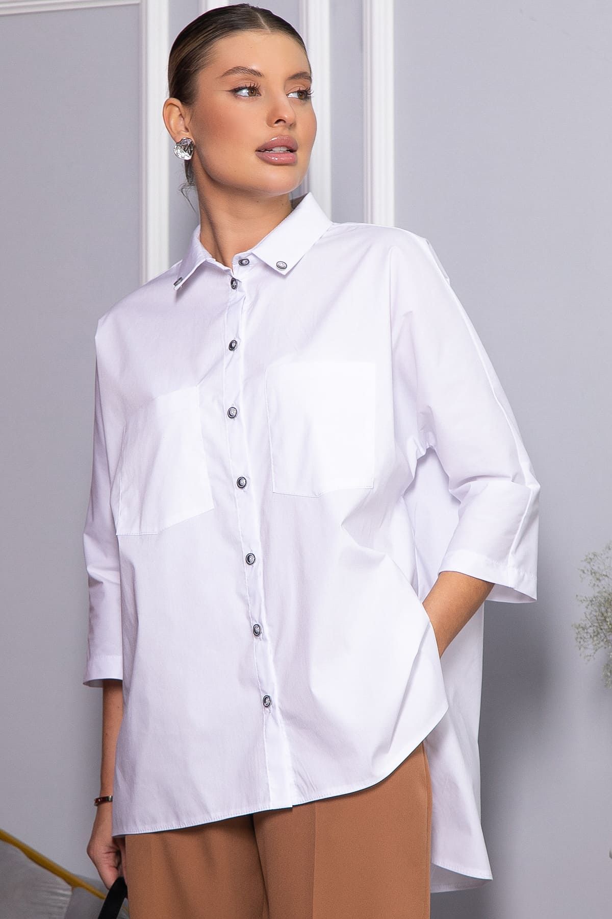 Рубашка с карманами Аристократка (белая) Б14449-10М