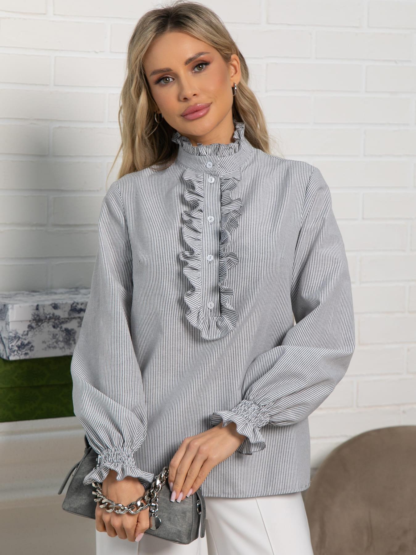 Блуза Санти (бело-серая) Б15622-54М