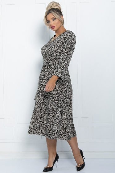 Платье Осенняя история (черно-бежевое) П11229