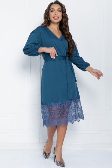 Платье Всегда в тренде (темно-бирюзовое) П11392