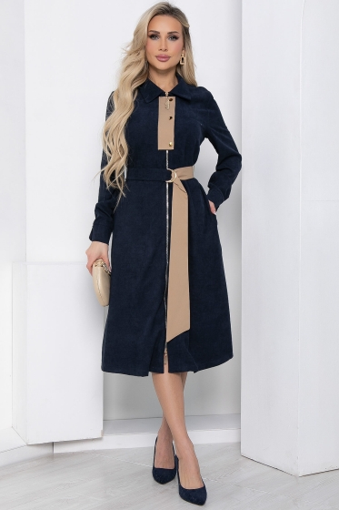 Платье вельветовое "Чувство стиля" (синее) П8585