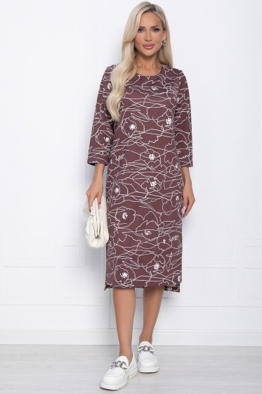 Платье Стильный баланс (коричневое) П10875