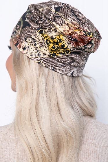 Шапка-шестиклинка (браун/принт) ШШЛ03